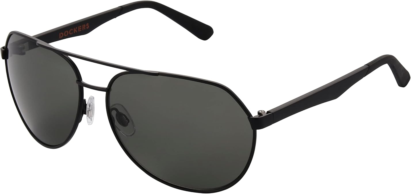 DOCKERS Men's Crew Sunglasses Aviator, Black, 61 mm
