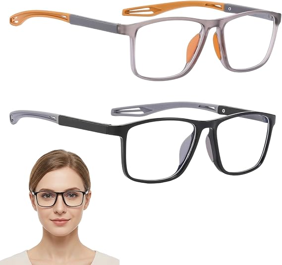 2 Pcs Bifocal Reading Glasses, Vision Sync Multifocal Glasses for Digital Screens and Outdoor Activities, Varifocal Glasses with Distance Vision Support