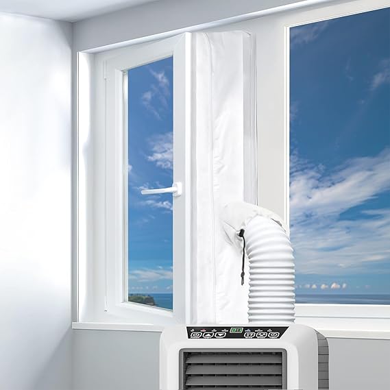 Portable Air Conditioner Window Seal 400CM for Casement Windows, AC Window Seal Kit with Adjustable Cuff and Double Zipper, Fits 5.5-6.5 Inch Exhaust Hoses [Energy Class A]
