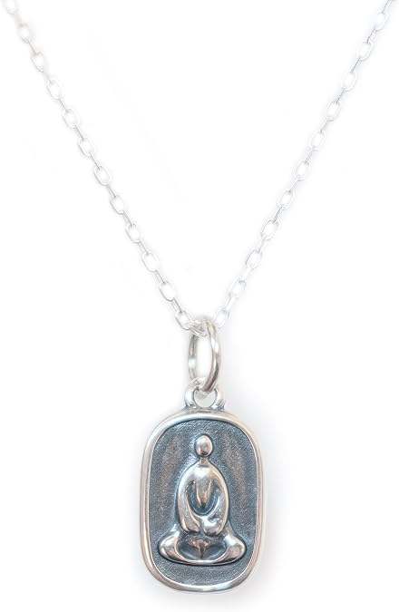 Tibetan S925 Sterling Silver Buddha Necklace for Men & Women, Meditation Buddhist Pendant with Om Mani Padme Hum Mantra, Spiritual Lucky Amulet OM Zen Buddha Chain Buddhism Jewelry