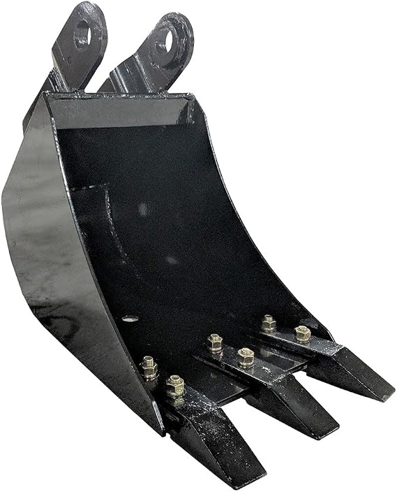 Titan Attachments Fronthoe Bucket Fits Mini Skid Steer Fronthoe Backhoe Excavator, Bolt-on Forged Carbon Steel Teeth, Drainage Holes