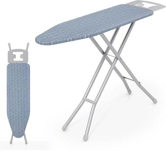COSTWAY Ironing Board with Iron Rest, Full Size Iron Stand with 3 Layers Extra Thick Cover, 7 Adjustable Heights, Foldable Metal Frame Ironing Table for Living Room, Laundry Room, Small Place