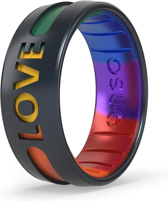 Enso Rings Pride Collection - LGBTQ+ Silicone Ring - Etched Design - Comfortable, Breathable, and Safe