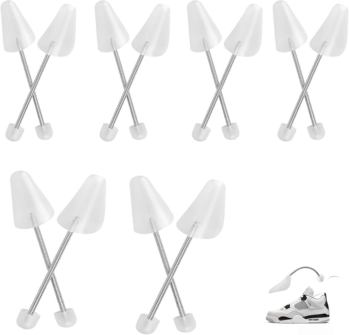 6 Pairs Adjustable Plastic Spring Shoe Tree, Adjustable Spiral Spring Shoe Shaper Holder, Flexible Shoe Stretchers for Men and Women, UK 6-9.5/EU