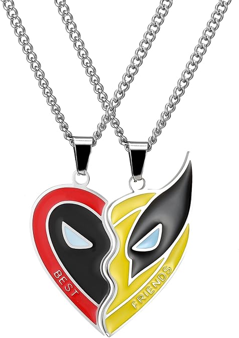 RWQIAN D&W Matching Necklace Best Friend Necklace for Men,Women's BFF Friendship Necklace for 2, Hero Necklace with Half Love Heart Pendant Jewelry Birthday Gifts for Brother Matching Couples Fans