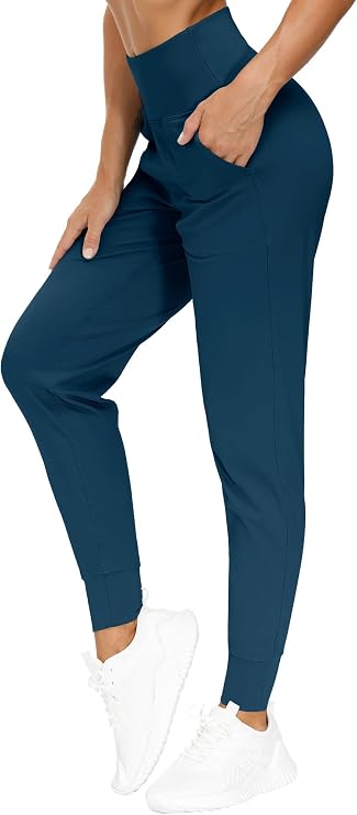 THE GYM PEOPLE Womens Joggers Pants Lightweight Tapered Yoga Lounge Legging | Flattering Fit, 2 Side Pockets, Elastic Waistband, Tummy control, Ultra-soft, Ladies Yoga Pants for Athleisure, Running, Gym