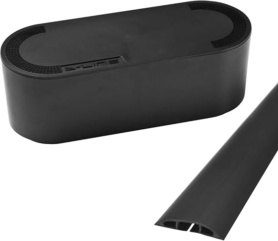 D-Line Floor Cord Cover and D-Line Small Cable Management Box Bundle