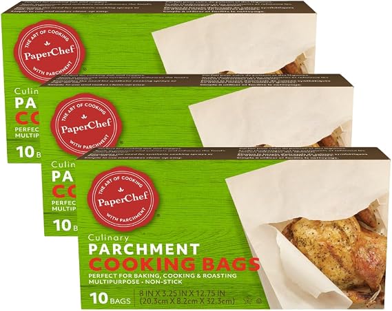 PaperChef Parchment Bags Multipurpose Non-Stick Roasting 10 Count 3 Pack