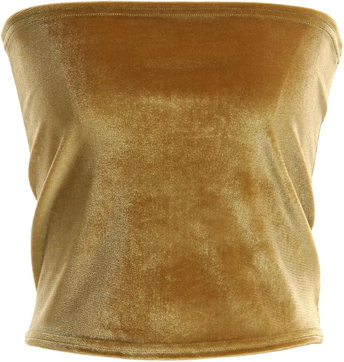 Velvet Womens Strapless Tube Tops - Basic Backless Sleeveless Bandeau Tank Suit for Infinity Wrap Convertible Multi-way Dress