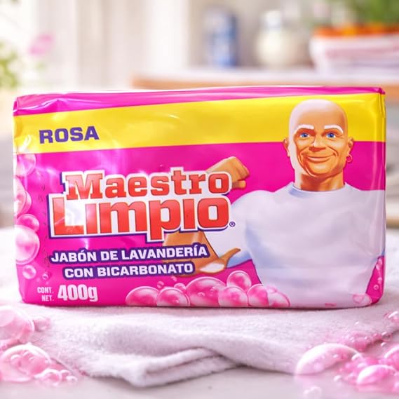 Maestro Limpio Multipurpose Pink Laundry Bar Soap, Deep Cleaning for All Fabrics - Rosa (400g)