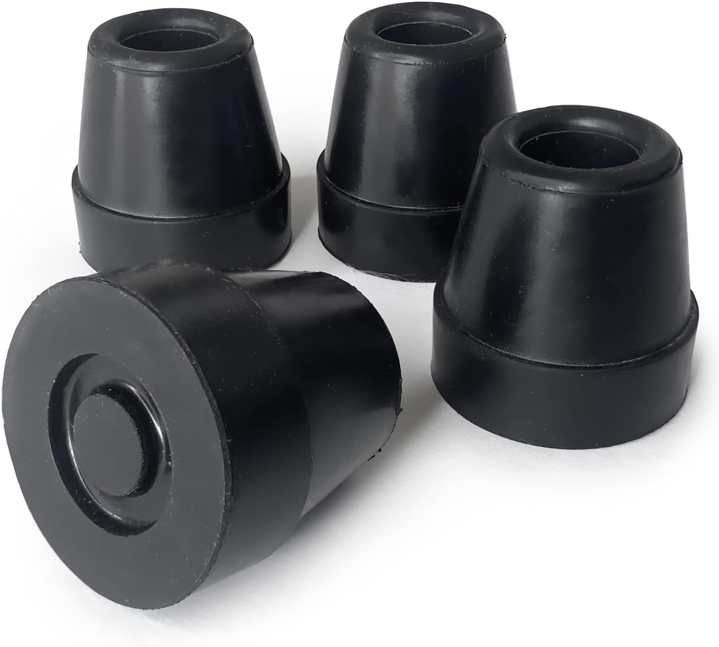 DMI Durable Replacement Quad Cane Tips, Extra Stability, No-Slip Grip, 12 Inch, FSA and HSA Eligible, Pack of 4