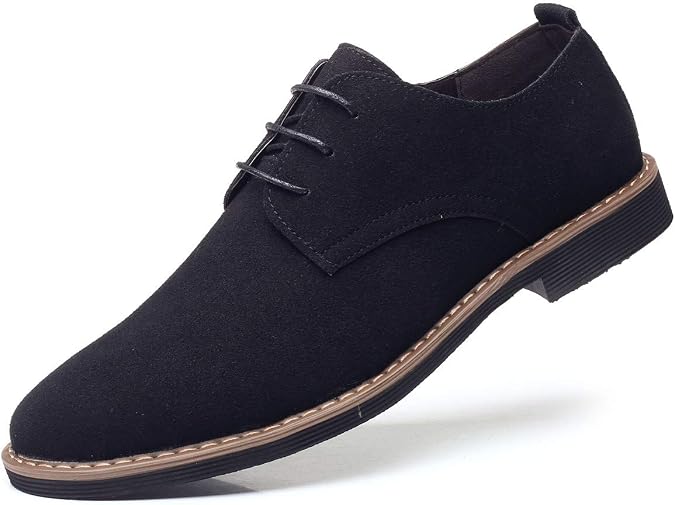 DADAWEN Men's Suede Dress Shoes Casual Lace Up Oxfords Shoes