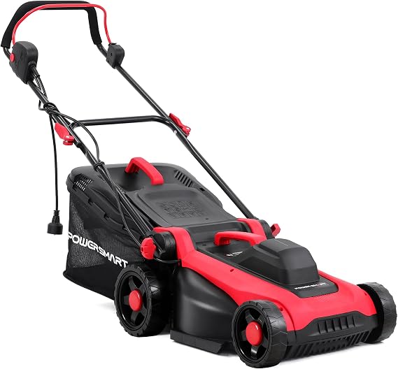 PowerSmart Push Electric Lawn Mower 14-Inch 12.5AMP with Adjustable Cutting Heights Low Noise Lightweight Electric Mower for Residential Yards