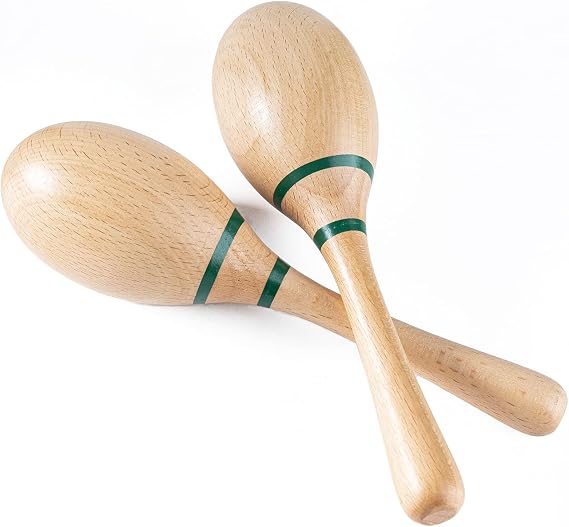Musfunny Maracas Shakers Musical Instruments: Wooden Maracas with Handle