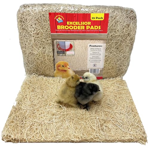 Cackle Hatchery Excelsior Brooder Pads for Chicks 25 Pack - 9x12 Aspen Excelsior Pads for Lining Chick Brooders