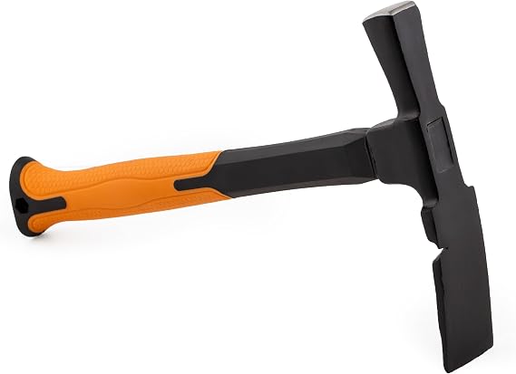 Mivos Mason's Hammer 600 g Head Weight 2K Fibreglass Handle - Berlin Shape - Steel and Fibreglass Hammer - Vibration Damping Rubber Handle - Steel Hammer for Concrete Bricks - DIN 5108