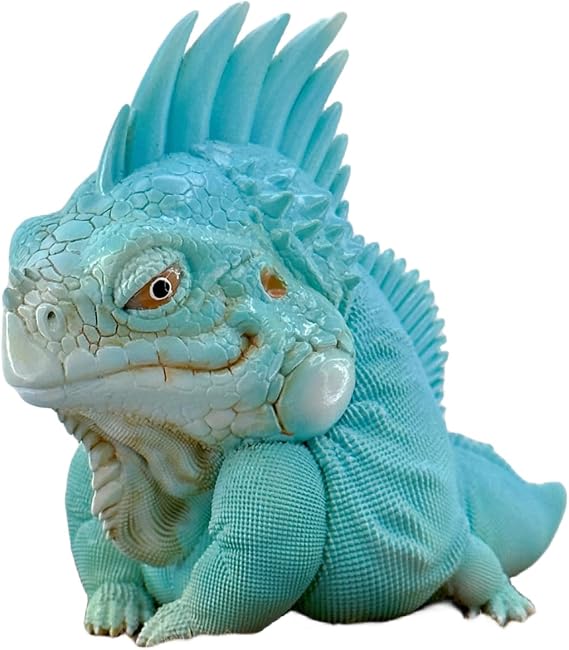 Animal Heavenly Body Studio Albino Common Iguana Figure Agamidae Resin Crawler Animal Model Collection Realistic Lizard Decoration Gift for Adult (Blue)