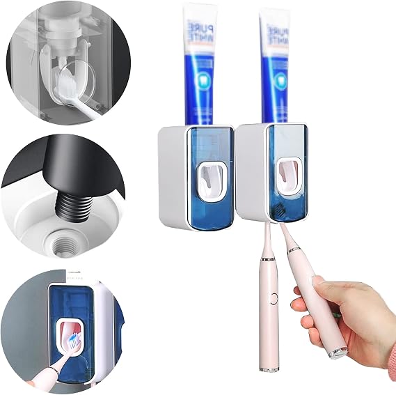 Toothbrush Holder Toothpaste Dispenser Squeezers Wall Mounted for Bathroom