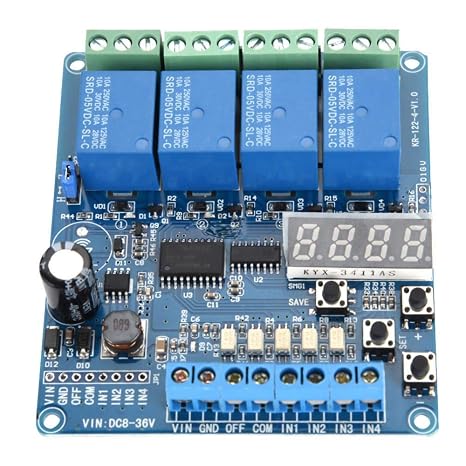 Multifunction Time Relay Module, 8-36V 4-Channel Multifunction Time Delay Relay Interface Board Module Optocoupler LED