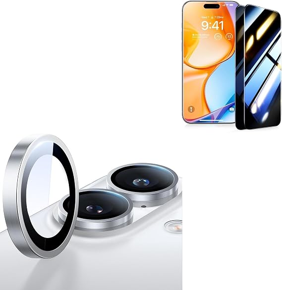 UltraGlass for iPhone 16 Privacy (Screen Protector+ Camera Protector) White Titanium