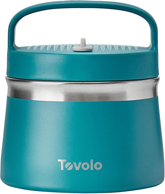 Tovolo Insulated Food Container for Hot and Cold Food 1 Quart Stainless Steel Thermos with Spill Proof Lid, Double Wall Vacuum Insulated Travel Jar, Dishwasher Safe, Marine Blue