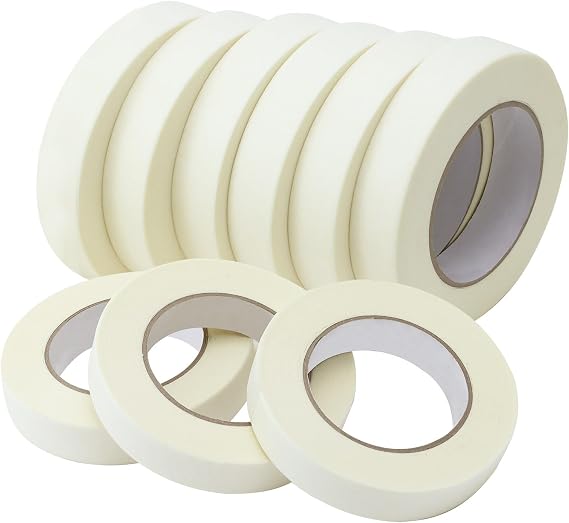 Masking Tape 0.94 Inch Wide, Beige White Painters Tape Removable Tape Masking Thin Masking Tape Bulk for Basic Painting Labeling Drafting Art Craft, 0.94 Inch x 55 Yards, 9 Rolls