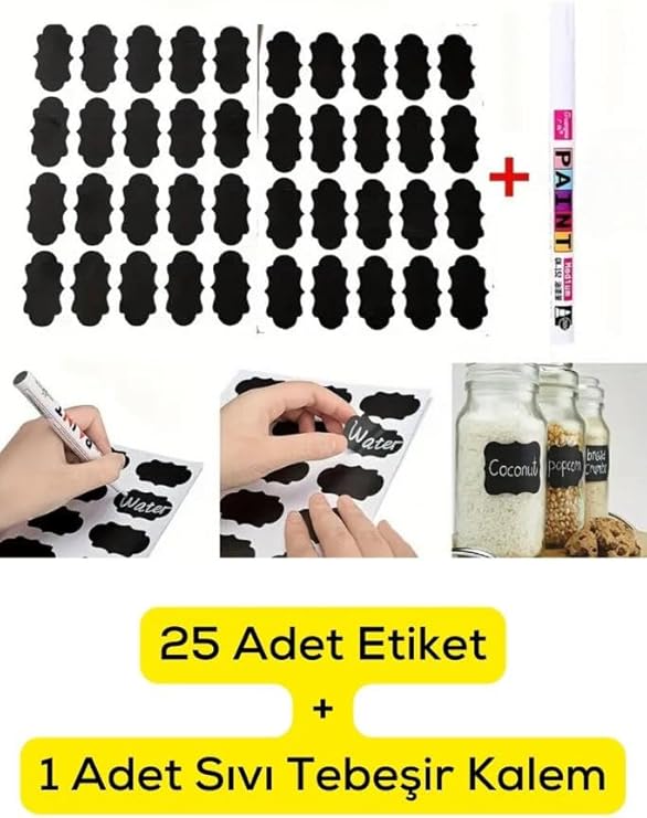 Mithra Life 25 Adet Kavanoz Baharat Kalemli Sticker Etiketi MIT1102