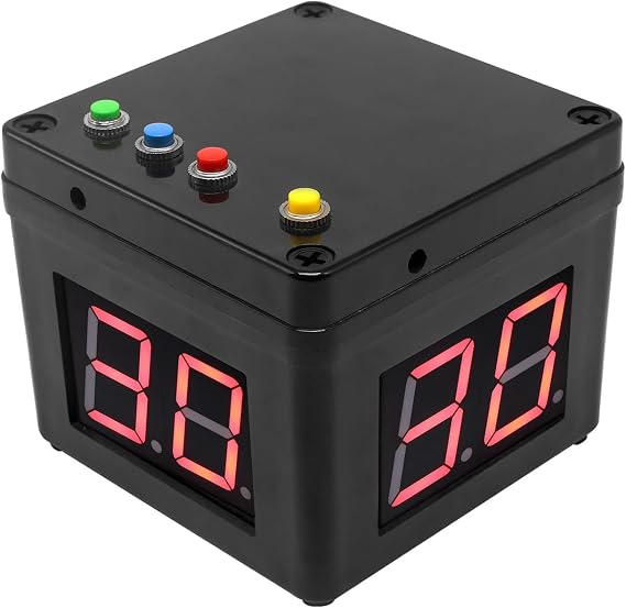 GANXIN Poker Shot Clock, Seconds Countdown Timer for Poker/Casino/Chess Tournament,20/30 Sec and Custom Time,4-Sides Cube Timer (Black)
