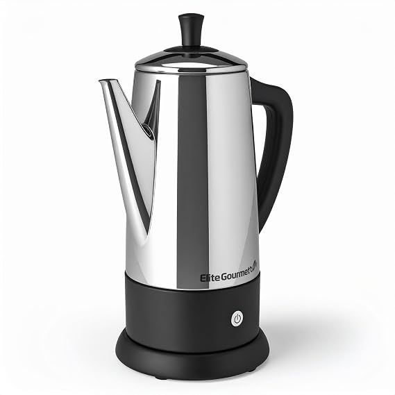 Elite Gourmet 12-Cup Electric Coffee Percolator, 360 Swivel Base