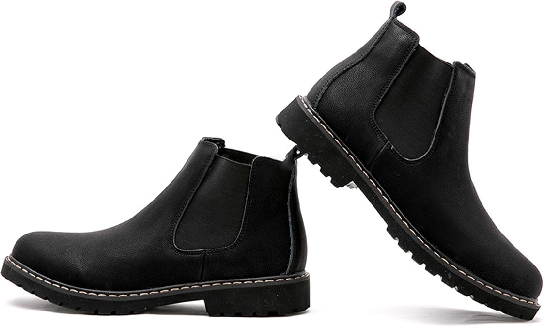 Classic Men's Chelsea Boots - Comfortable Cowhide Waterproof Ankle Boots, Leather Dress Boots | Fleece-Lined Size Up, Regular Style Size Down