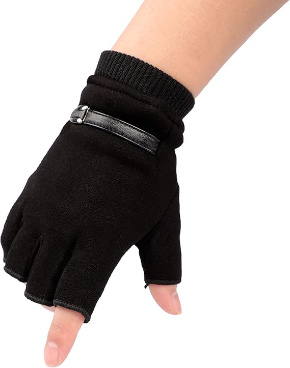 JIAHG Fitness Half Finger Gloves Thickened with Fleece Lining Fingerless Gloves for Men Outdoor Sports Cycling Accessories