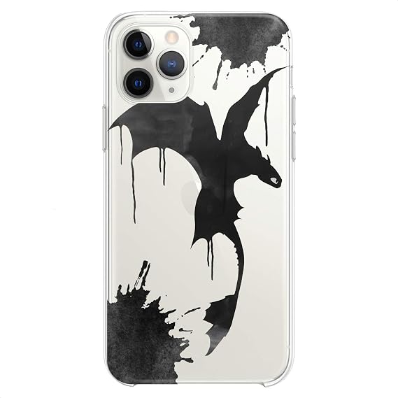 TPU Case Compatible with iPhone 16e 15 14 13 12 11 Pro Max Plus Mini Xs Xr X 8 7 6 5 SE Black Dragon Cute Cute Black Wings Flexible Silicone Design Cartoon Print Animation Kid Slim Clear Paint