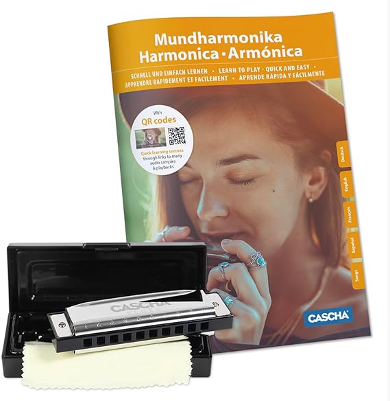 Cascha Blues Harmonica Method Bundle, Key of C, Diatonic Harmonica with Case and Method Book