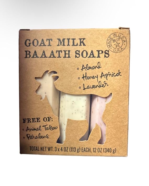 Goat Milk Baaath Soaps; Variety Pack 3 X 4oz (113g) Each, 12oz (340g) Made In The Usa