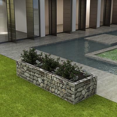 Gabion Raised Bed Steel 106.3x35.4x19.7,Outdoor Garden Gabion,Stone Basket Planter,Raised Vegetable Bed,Weather-Resistant Stone Retaining Baskets, Cage Planter Plant Container