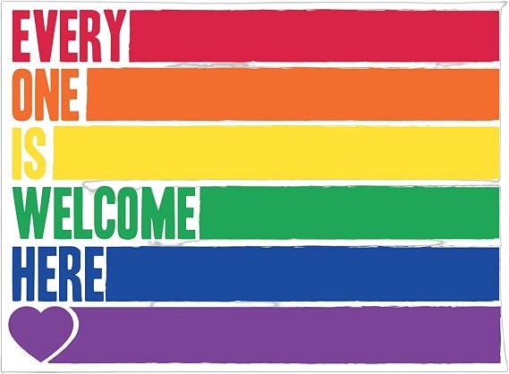 Ritzy Rose Bulk Pack of 10 Everyone Is Welcome Here Posters LGBT Pride Inclusion Wall Hangings Prints for Classroom or Business Office (Bulk Pack) Queer LGBTQ+ Unframed Art 10" x 8" (10 Small Prints)