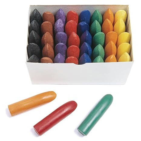 Colorations Chubby Crayons, Set of 40, 8 Colors, 5 of Each, Easy to Grip, Rubbing Art