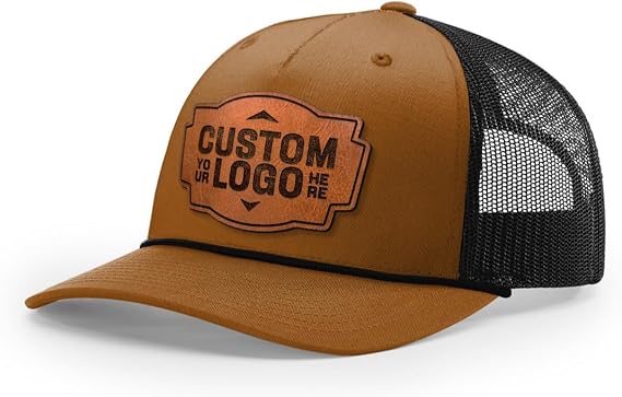 Custom Leather Patch Trucker Hat Five Panel Rope R112FPR