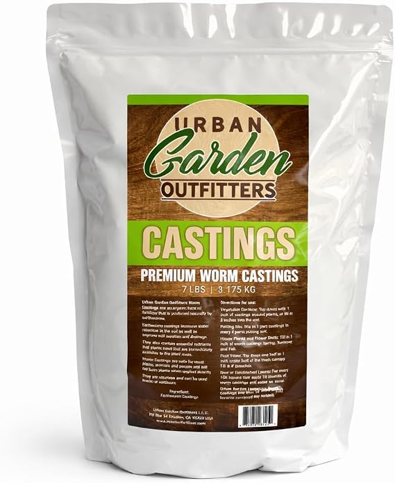 Premium Worm Castings - 100% Natural Soil Builder & Fertilizer for Gardens, Houseplants & Flower Beds - Odor-Free, Beneficial Microbes, Resealable Bag (7lb)