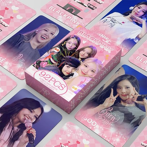 MXP 92 Pieces Size of the Cards is 5.5 X 8.7 Cm Black-P Photocard Black&Pink Box Cards Pack for Fans