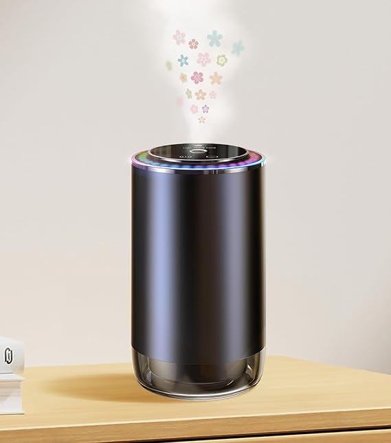 Waterless Essential Oil Diffuser, Rechargeable Nebulizing Scent Air Machine, Cordless & Portable, Ultra-Quiet, Auto On/Off, 3 Mist Levels for Home, Car, Office Black, Forest Fragrance