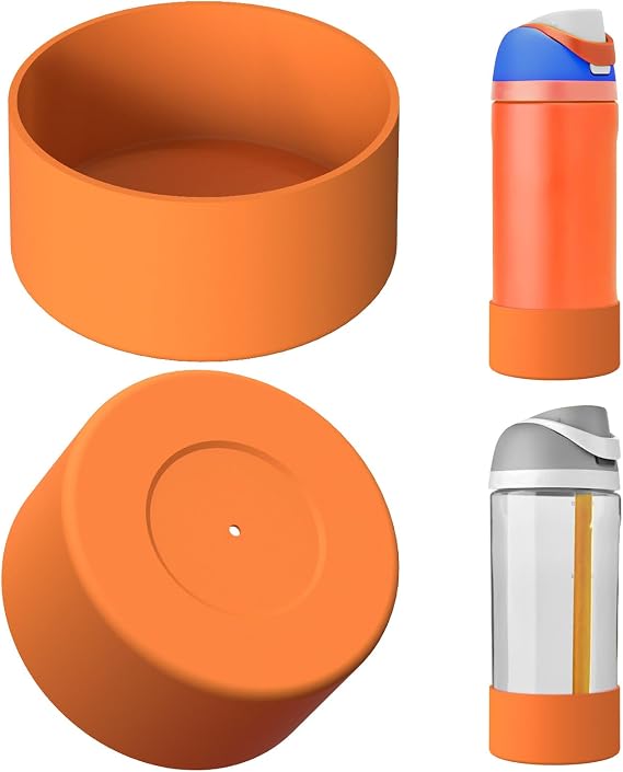 Linkidea 2 Pack Water Bottle Boot Compatible with Owala FreeSip 16oz, FreeSip Tritan 25oz, Silicone Anti-Slip Bottle Bottom Bumper Protector (Orange)