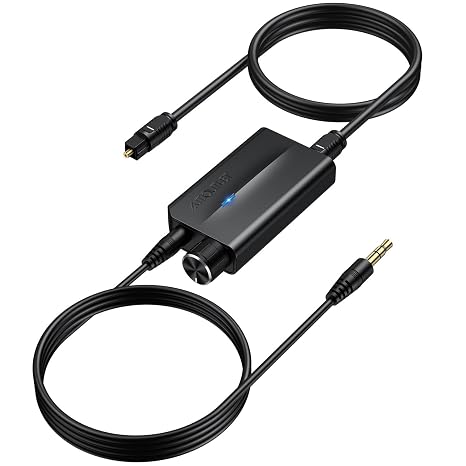 AUTOUTLET 192kHz DAC Optical to 3.5mm Converter with Volume Control