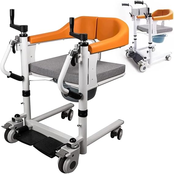 Transfer Wheelchair Lift Transfer Wheelchair Electro Hydraulic Lift Transfer Lift Chair with Manual Lift Bath Chair Bedside Lift Aid for Nursing Paralyzed Elderly Patient Lift Machine