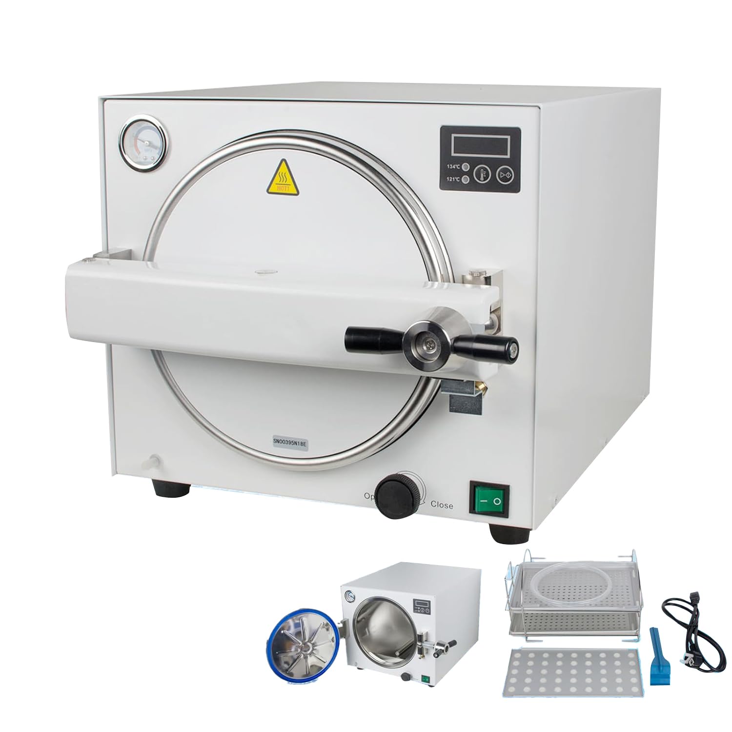 US Stock 18L 900W Lab Autoclaves,Portable 304 Stainless Steel Autoclave Sterilizer with Chip Control High Temperature Steam Equipment