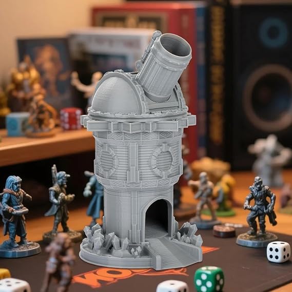 Cannon Dice Tower, Military Style Resin Dice Roller with Trays, Steampunk Tabletop Gaming Accessory, D&D Rolling Tower, RPG Portable Dice Throne, Gift for DND Fantasy Players