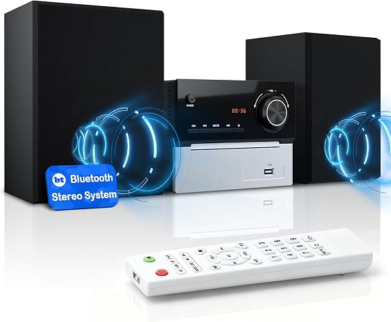 Home Stereo System with Bluetooth,30W RMS Stereo CD Player with Speakers