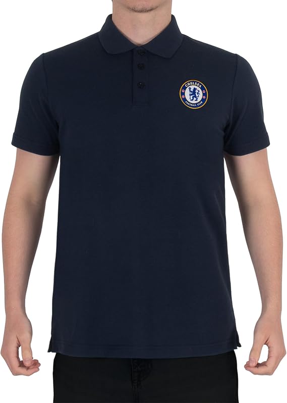 Chelsea Football Club Official Soccer Gift Mens Crest Polo Shirt Navy Blue XL