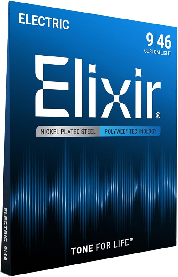 Elixir 12025 Strings Electric Guitar Strings w POLYWEB Coating, Custom Light (.009-.046)