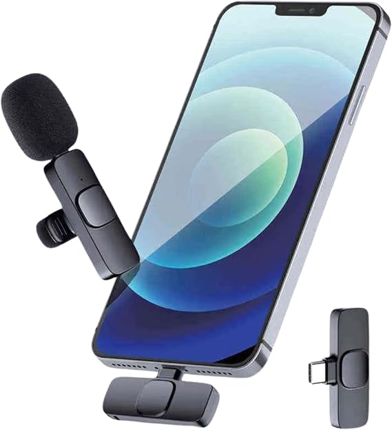 Mini Microphone - Wireless Microphone with Receiver, Plug & Play Lavalier Microphone with Noise Reduction Chip, Portable Tiny Microphone for PC (CB34_LAVALIER_TYPEC)